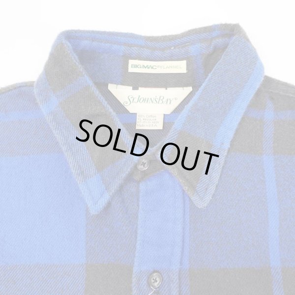 画像3: 90's ST. JOHN'S BAY ヘビーネルシャツ "Blue×Black Plaid / BIG MAC FLANNEL / MADE IN USA" (3)