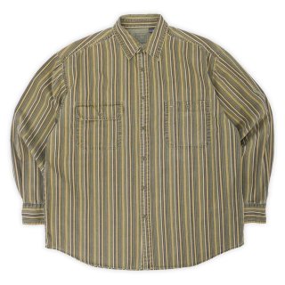 00's Carhartt ヒッコリーストライプ柄 ハーフジップ ワークシャツ