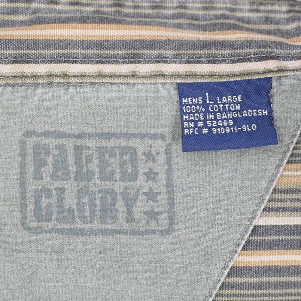 画像2: 00's FADED GLORY マルチストライプ柄 ワークシャツ (2)