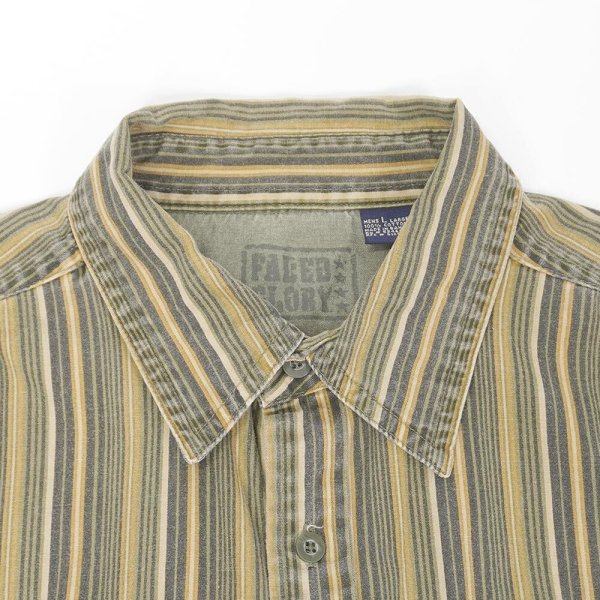 画像3: 00's FADED GLORY マルチストライプ柄 ワークシャツ (3)