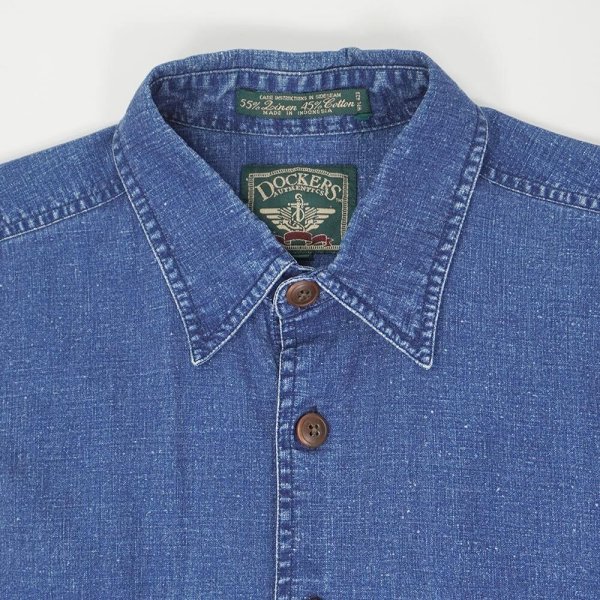 画像3: 90's DOCKERS インディゴ染め ワークシャツ "LINEN × COTTON" (3)