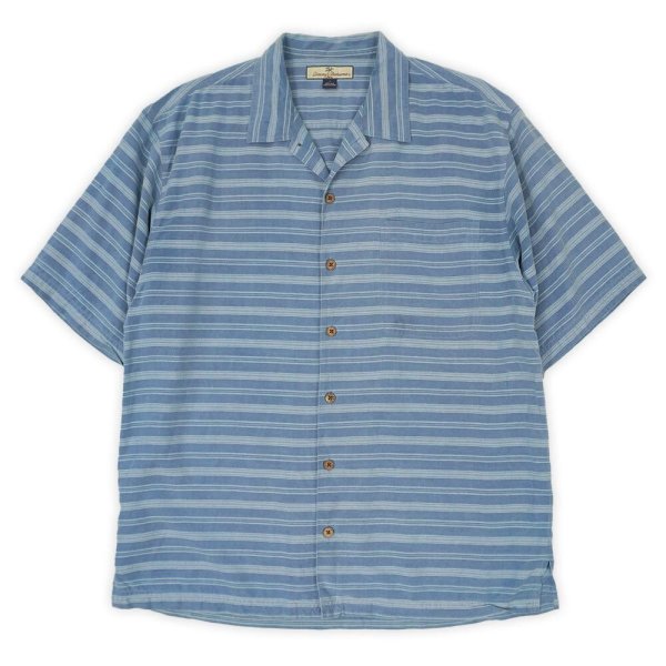 画像1: 00's Tommy Bahama S/S オープンカラーシャツ “Malti Border Pattern” (1)