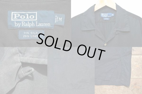 画像3: 90's Polo Ralph Lauren S/S オープンカラーシャツ “BLACK / SILK×LINEN” (3)