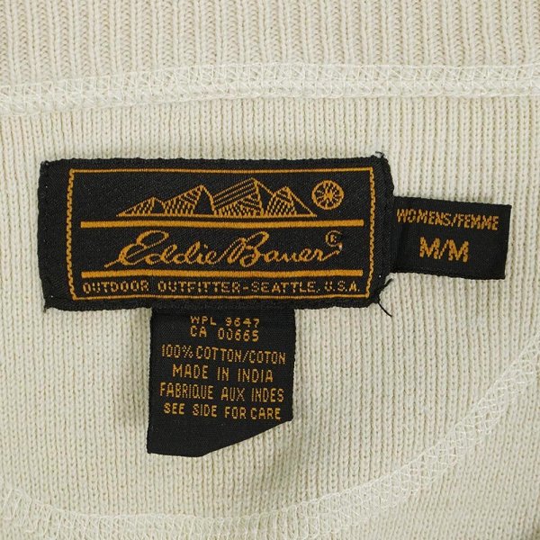 画像2: 90's Eddie Bauer ポケット付き コットンニット "黒タグ" (2)