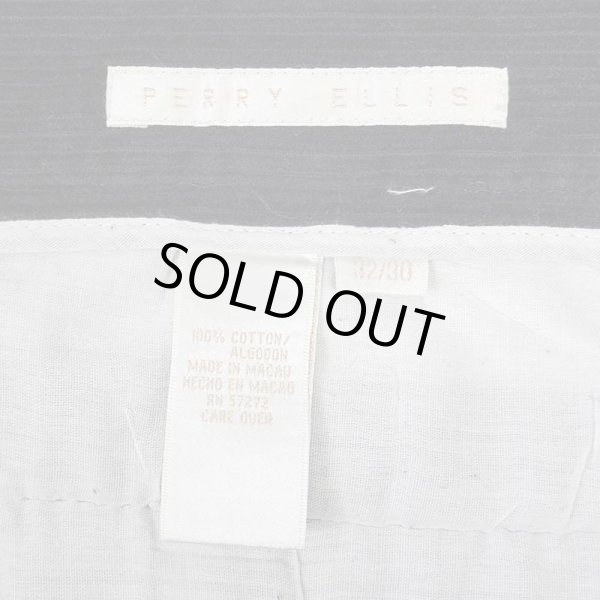 画像3: 90's PERRY ELLIS 2タック 太畝コーデュロイトラウザー "BLACK / W32 L30" (3)