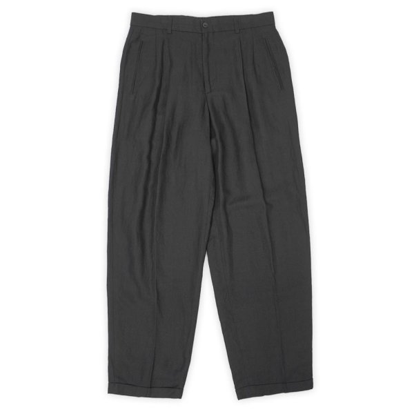 画像1: 90's Claiborne 2タック リネン×レーヨン HBTトラウザー "BLACK / Fabric woven in italy" (1)