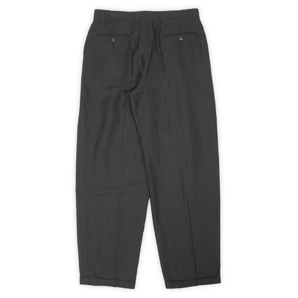 画像2: 90's Claiborne 2タック リネン×レーヨン HBTトラウザー "BLACK / Fabric woven in italy" (2)
