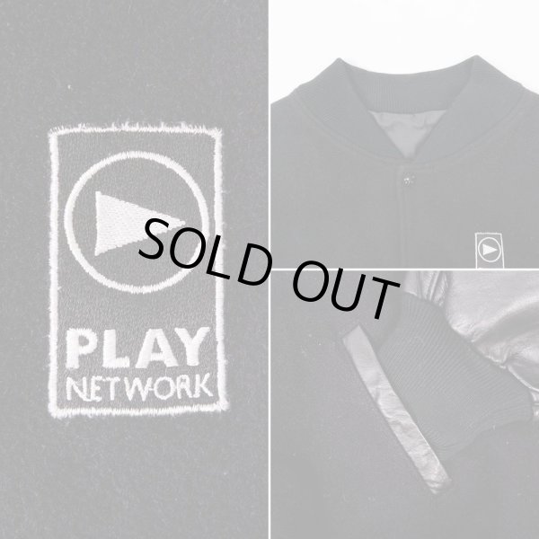 画像4: 80's PLAY NETWORK レザー切り替えスタジャン “ALL BLACK / MADE IN USA” (4)