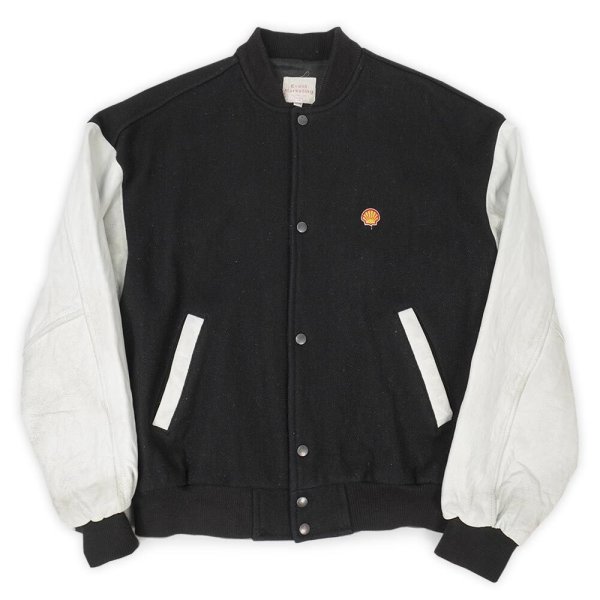 画像2: 90's SHELL レザー切り替え スタジャン (2)