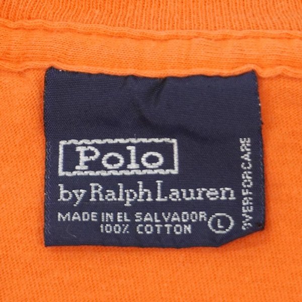 画像2: 90's Polo Ralph Lauren ロゴ刺? Tシャツ "Orange" (2)
