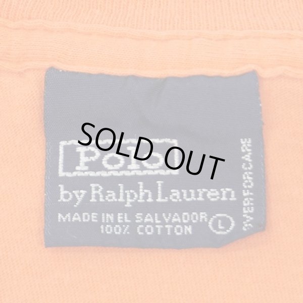 画像2: 90's Polo Ralph Lauren ロゴ刺? Tシャツ "Orange" (2)