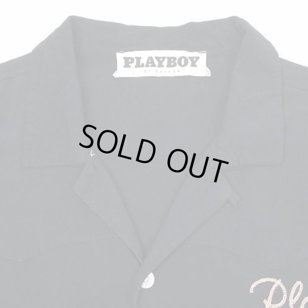 画像4: 00's PLAYBOY オープンカラー レーヨンシャツ “BLACK” (4)