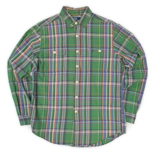 画像1: Early 00's Polo Ralph Lauren チンストラップ ワークシャツ (1)
