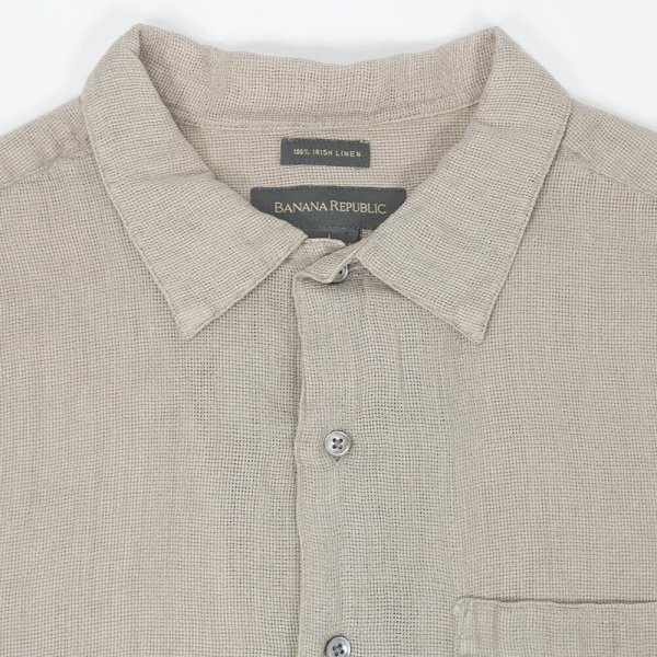 画像3: Early 00's Banana Republic S/S リネンシャツ “SAND BEIGE” (3)