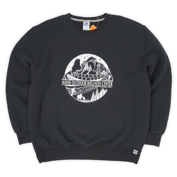 画像1: 00's MAINE OUTDOOR WELLNESS CENTER 両面プリントスウェット “RUSSELL BODY / BLACK” (1)