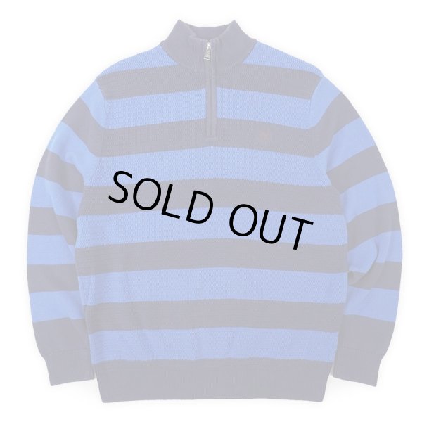 画像1: 00's CHAPS ボーダー柄 ハーフジップ コットンニット "NAVY × BLUE" (1)