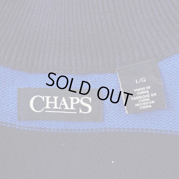 画像2: 00's CHAPS ボーダー柄 ハーフジップ コットンニット "NAVY × BLUE" (2)