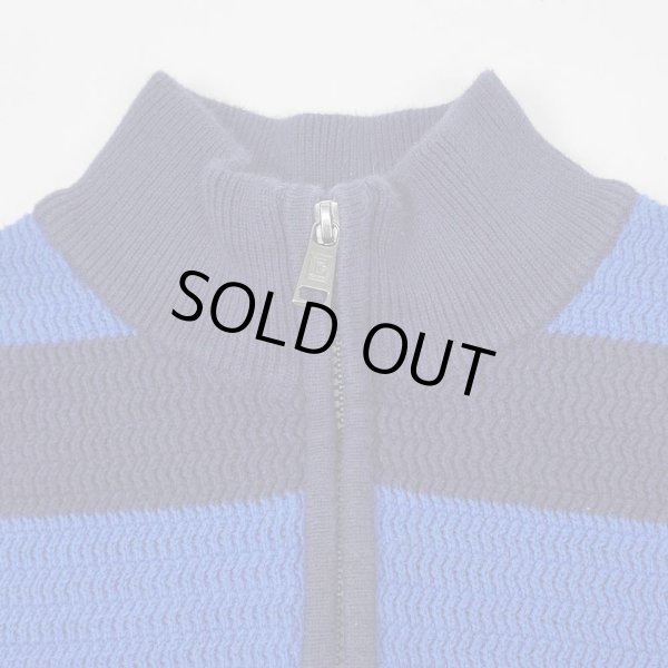 画像3: 00's CHAPS ボーダー柄 ハーフジップ コットンニット "NAVY × BLUE" (3)