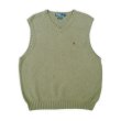 画像1: 90's Polo Ralph Lauren Vネック コットンニットベスト "OLIVE" (1)