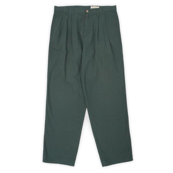 画像1: 90's Eddie Bauer 2タック コットントラウザー "Green Plaid" (1)