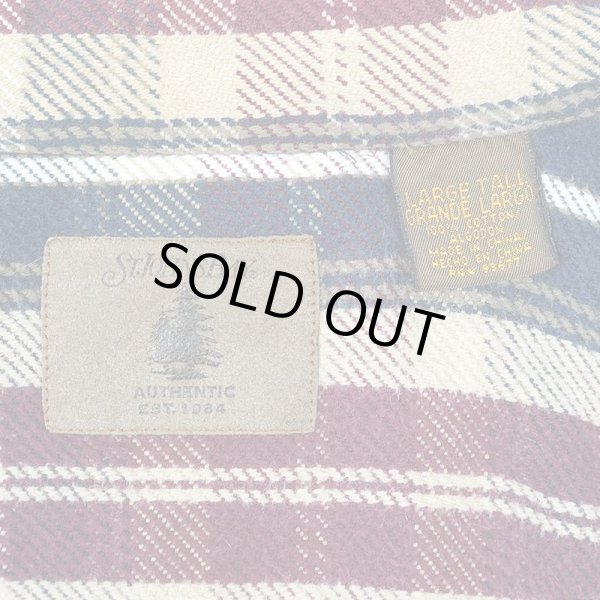 画像2: 90's ST.JOHN'S BAY ヘビーネルシャツ "BURGUNDY Plaid" (2)