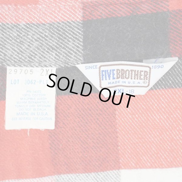 画像2: 80's FIVE BROTHER ヘビーネルシャツ "MADE IN USA / 2XL-18" (2)