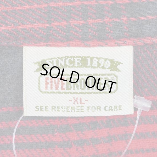 画像2: 90's FIVE BROTHER ヘビーネルシャツ "RED×BLACK" (2)