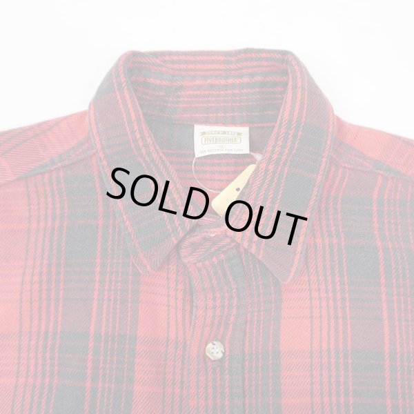 画像3: 90's FIVE BROTHER ヘビーネルシャツ "RED×BLACK" (3)