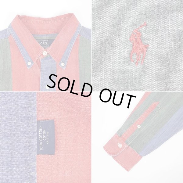 画像3: 90's Polo Ralph Lauren マルチストライプ柄 ボタンダウンシャツ "MADE IN CANADA" (3)