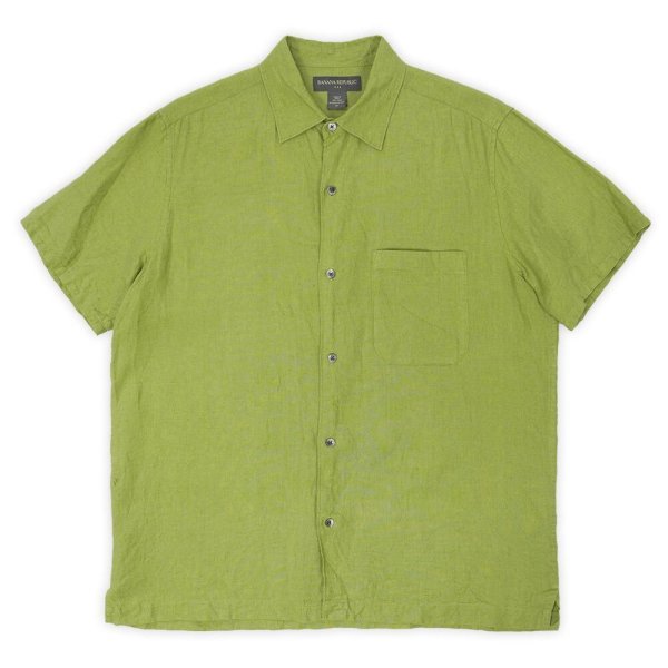 画像1: 00's Banana Republic S/S リネンシャツ “GREEN” (1)