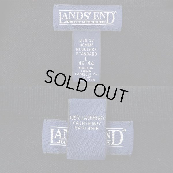 画像2: 90's LANDS' END カシミヤ Vネックニット "BLACK" (2)