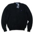 画像1: 90's Polo Ralph Lauren コットン×ウール ニット “BLACK / DEADSTOCK” (1)