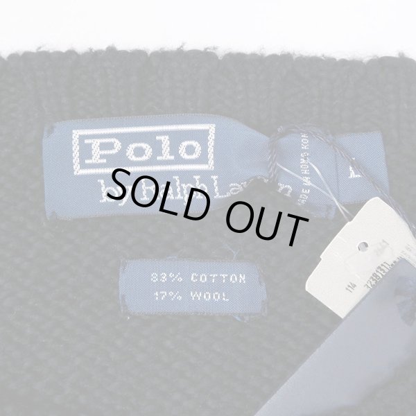 画像2: 90's Polo Ralph Lauren コットン×ウール ニット “BLACK / DEADSTOCK” (2)