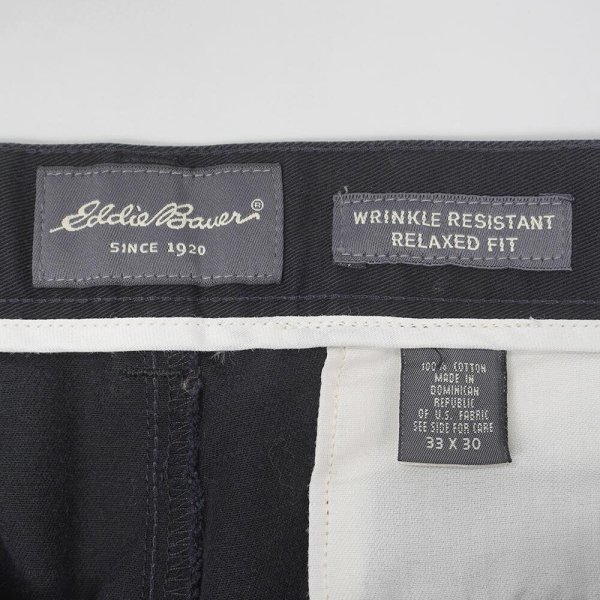 画像3: 00's Eddie Bauer 2タック チノトラウザー "BLACK / W33 L30" (3)
