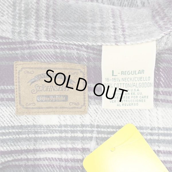 画像2: 90's ST.JOHN'S BAY ヘビーネルシャツ "MADE IN USA / GRAY Plaid" (2)