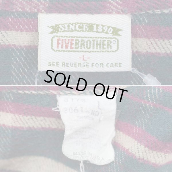 画像2: 90's FIVE BROTHER ヘビーネルシャツ "MADE IN USA" (2)