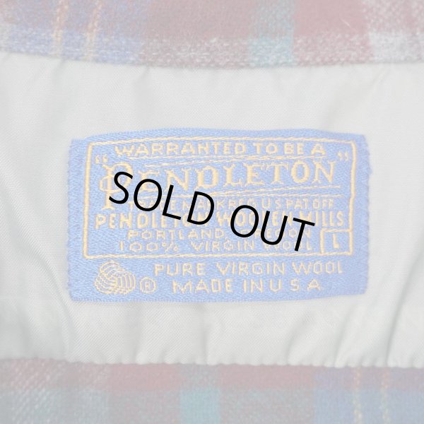 画像2: 70's Pendleton オープンカラー ウールシャツ "MADE IN USA / Burgundy Plaid" (2)