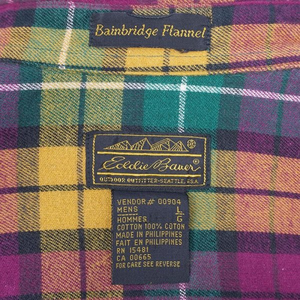 画像2: 90's Eddie Bauer フランネル ボタンダウンシャツ “Bainbridge Flannel” (2)