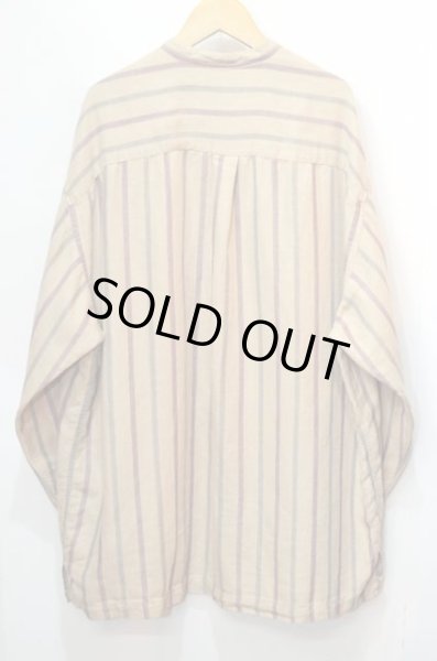 画像2: 90's DOCKERS マルチストライプ柄 バンドカラーシャツ “COTTON×LINEN” (2)