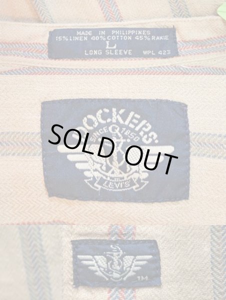 画像3: 90's DOCKERS マルチストライプ柄 バンドカラーシャツ “COTTON×LINEN” (3)