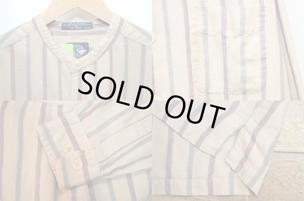 画像4: 90's DOCKERS マルチストライプ柄 バンドカラーシャツ “COTTON×LINEN” (4)