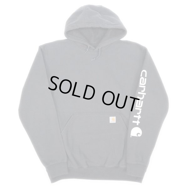 画像1: 00's Carhartt 袖プリント スウェットパーカー (1)