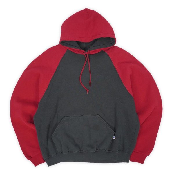画像1: 90-00's RUSSELL バイカラー スウェットパーカー “BLACK × RED” (1)