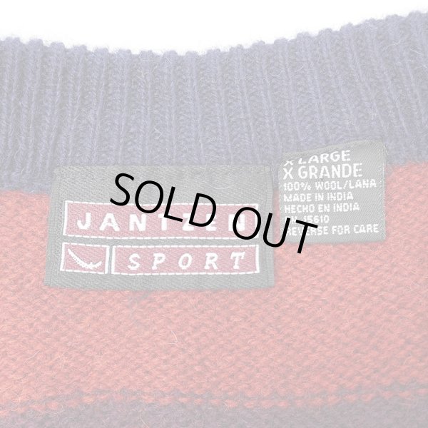 画像2: 90's JANTZEN マルチボーダー柄 ウールニット (2)