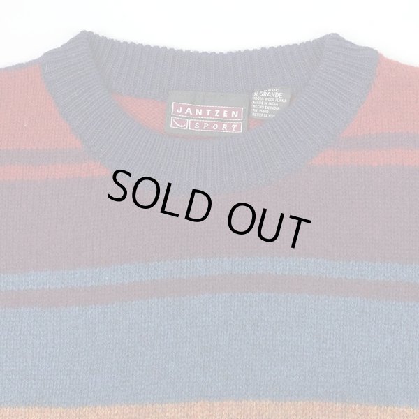 画像3: 90's JANTZEN マルチボーダー柄 ウールニット (3)