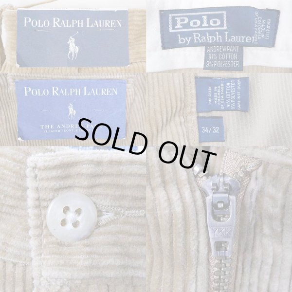 画像3: 90's Polo Ralph Lauren 2タック 太畝コーデュロイトラウザー "ANDREW PANT / DEADSTOCK" (3)