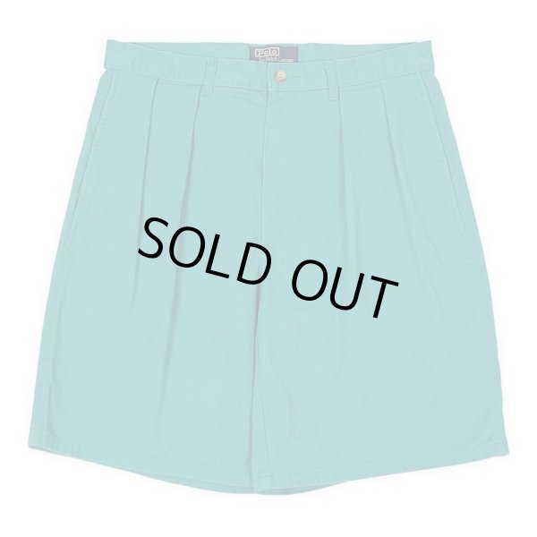 画像2: 90's Polo Ralph Lauren 2タック チノショーツ "SEA GREEN" (2)