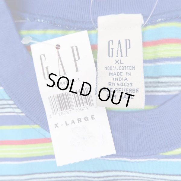 画像3: 90's OLD GAP マルチボーダーTシャツ "BLUE / DEADSTOCK" (3)