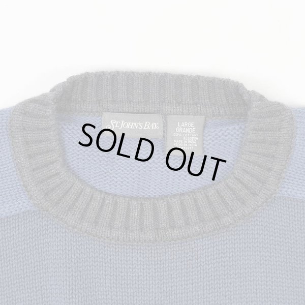 画像3: 00's ST.JOHN’S BAY マルチボーダー柄 コットンニット “NAVY × GRAY” (3)