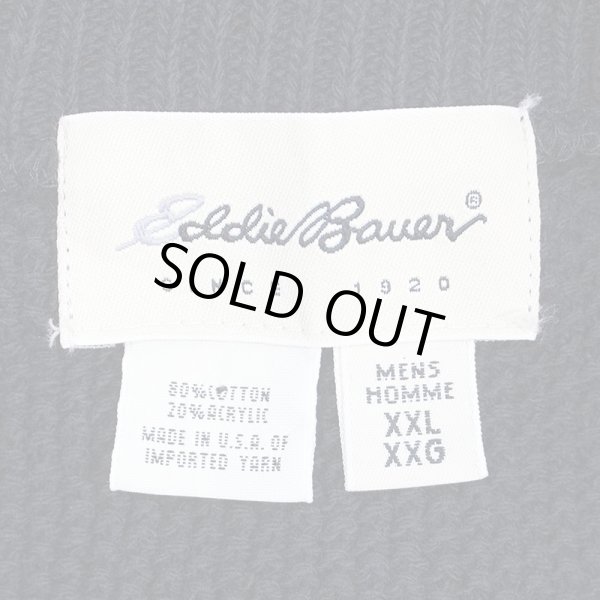 画像2: 90's Eddie Bauer ヘンリーネック コットンニット "MADE IN USA / BLACK" (2)